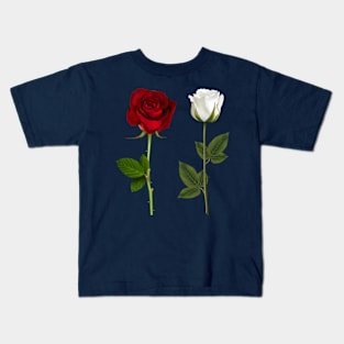 Red & White Rose flowers collection set emoji Kids T-Shirt